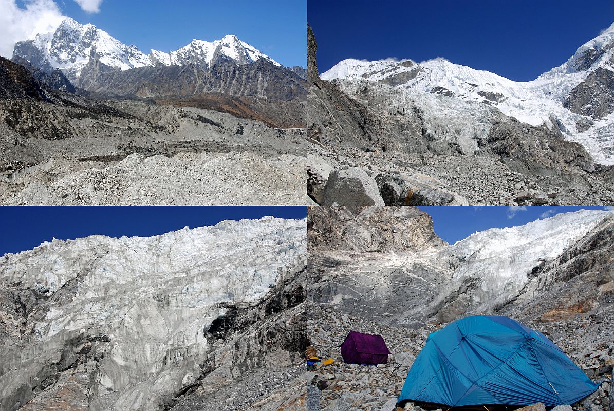 Rolwaling 06 09 Chugimago, Drolambau Icefall And Parchamo, Drolambau Icefall, Campsite - All From Trakarding Glacier